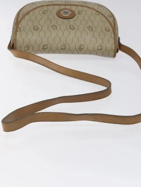 Christian Dior Honeycomb Canvas Shoulder Bag PVC Beige Gold Auth BA1892 - Picture 7 of 16